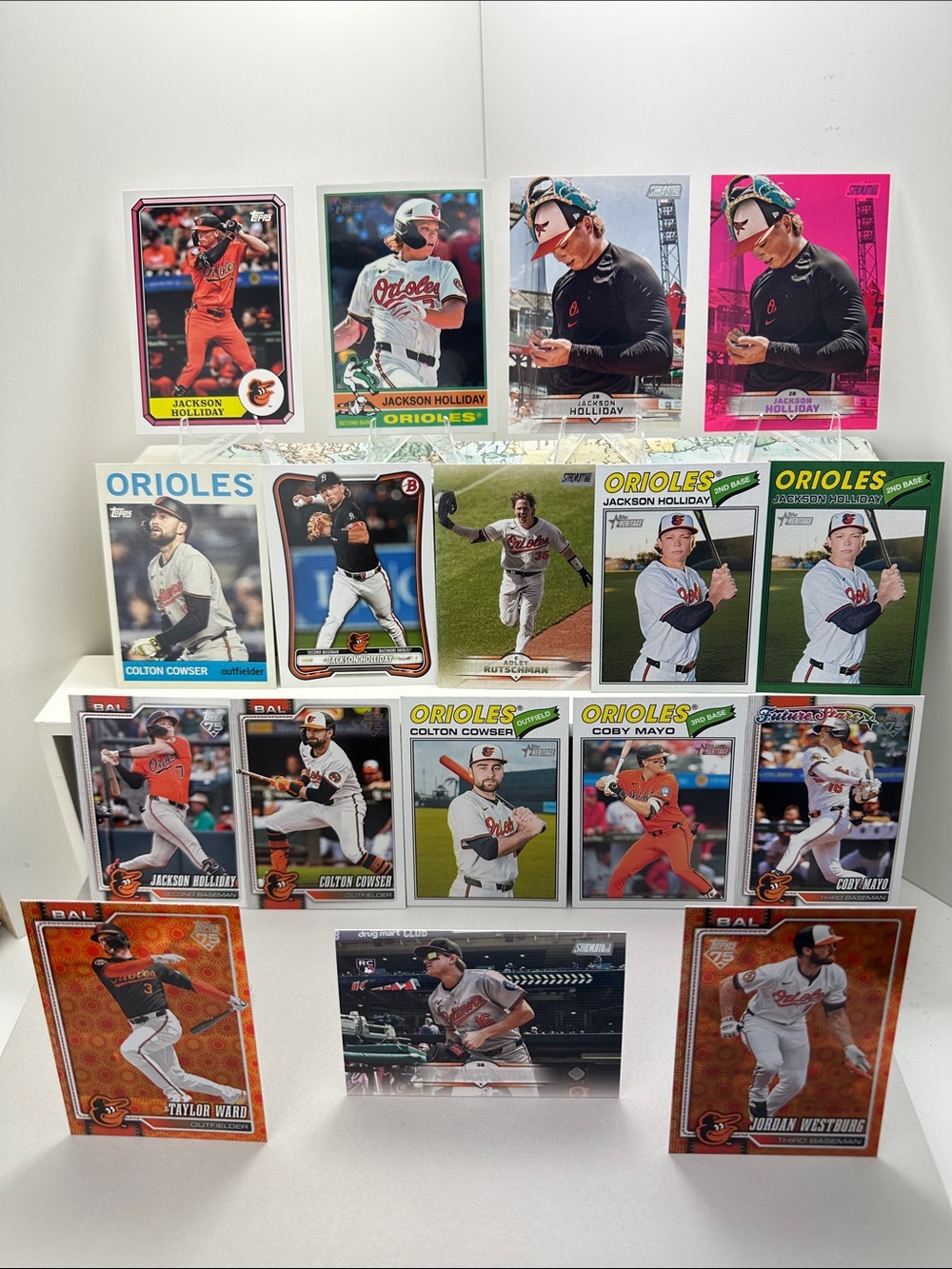Jackson Holliday w/ Coby Mayo rookie /Cowser/Rutschman Orioles lot of 17